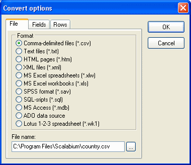 export file formats