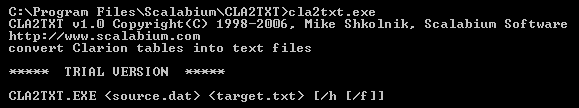 Command line (console) mode for cla2txt