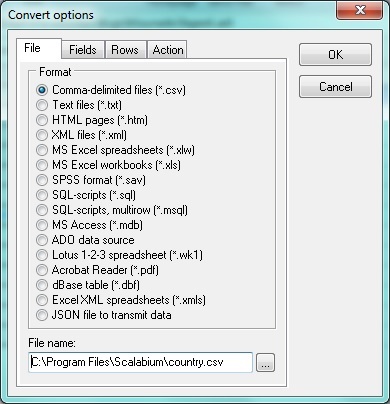 export file formats