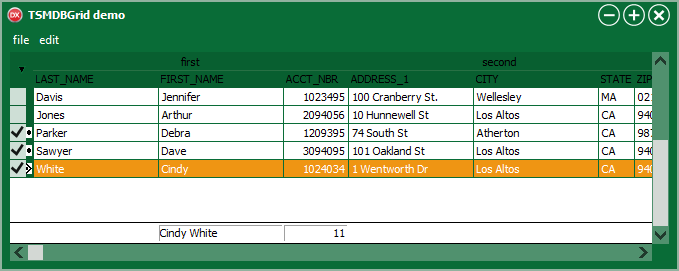 SMDBGrid in Metropolis UI Green VCL style