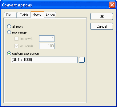 Export the range of rows