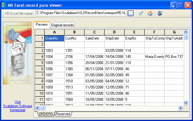 data from xls workbook