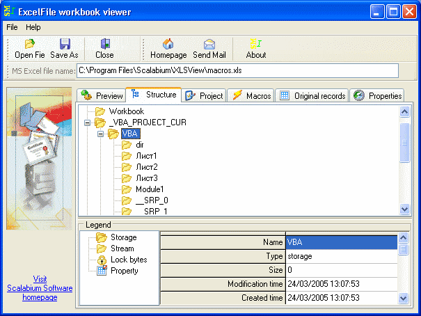 stream structure from excel file