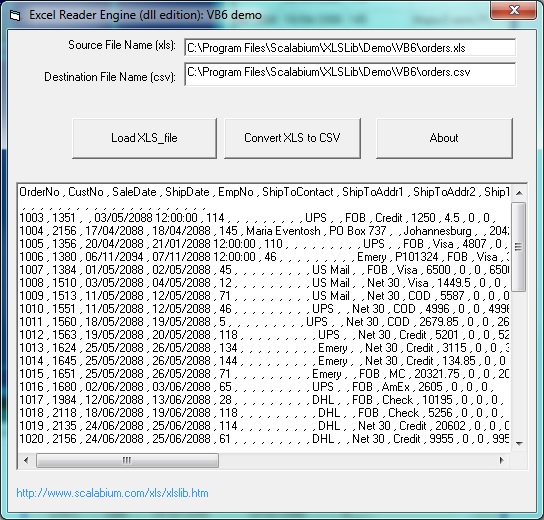 VB demo for Excel Reader engine